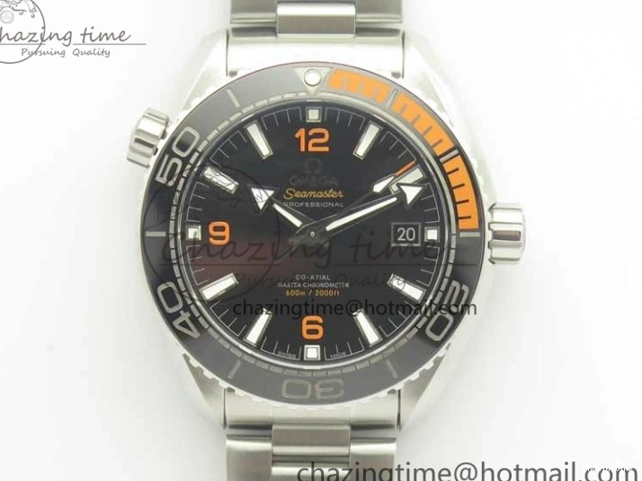 0501 Planet Ocean 43.5mm SS VSF 1:1 Best Edition Black Orange Bezel Black Dial on SS Bracelet A8900 Super Clone Breathable 8003